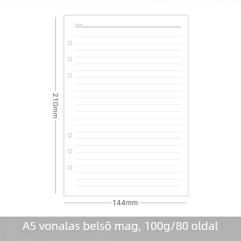 Cserélhető belső magú jegyzetfüzet, 6 lyuk, forest paper, 80 oldal, modell 120500, logó testreszabás
