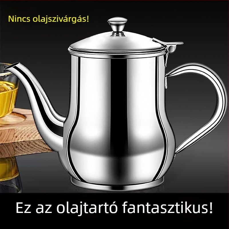 Rozsdamentes acél olajtartály szűrővel, csöpögésmentes, öntéshez és ízesítéshez