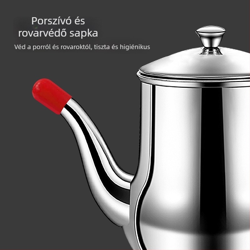 Rozsdamentes acél olajtartály szűrővel, csöpögésmentes, öntéshez és ízesítéshez