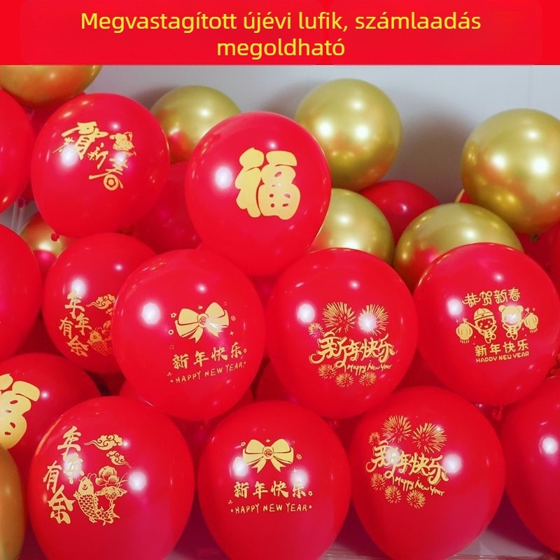 2026-os Lóév lufik, vastagabb latexből, 10 hüvelykes kerek piros lufik, zodiákus és felirat nyomtatással; rendezvényekre, fesztiválokra, bevásárlóközpontokhoz és óvodai dekorációhoz; logónyomás elérhető