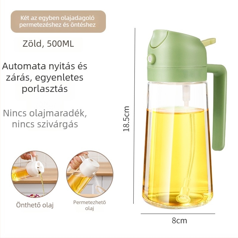 Üveg olajspray a konyhában – permetező olaj élelmiszerhez légkeveréses sütőhöz