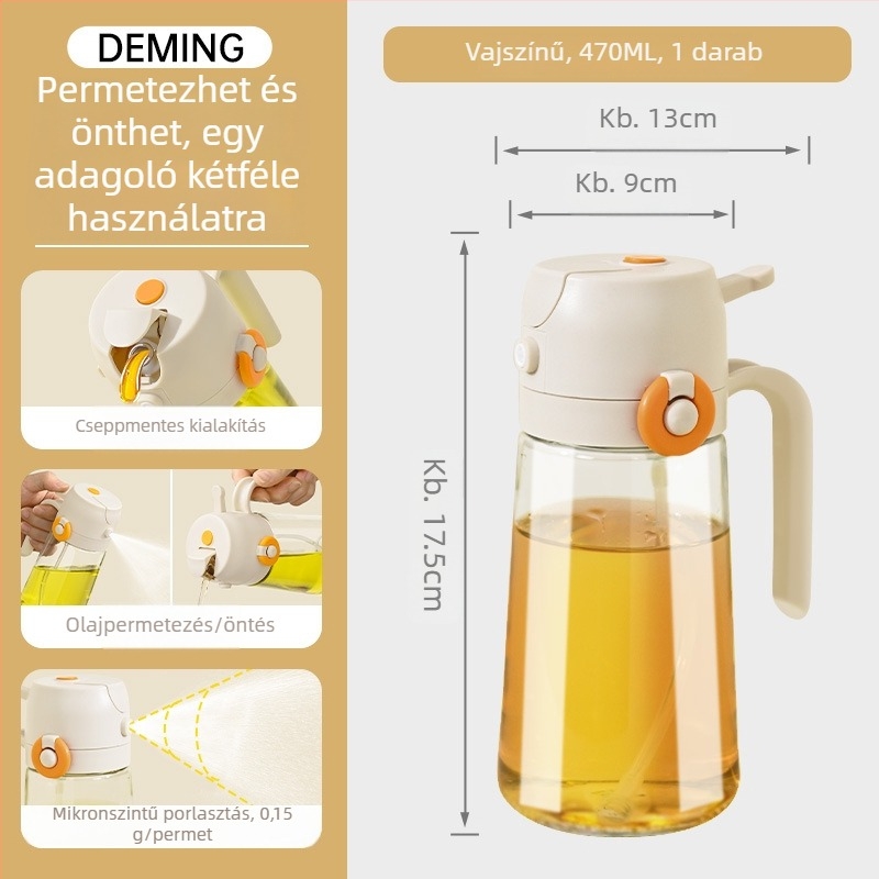 Üveg olajspray a konyhában – permetező olaj élelmiszerhez légkeveréses sütőhöz
