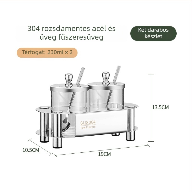 Fűszertartó készlet – zárt üveg edények szilárd fűszerekhez, Lijie márka, modern minimalistikus konyhai stílus, logó nyomtatás lehetséges