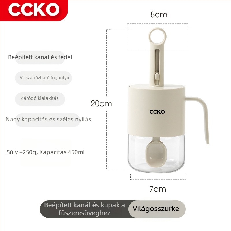 CCKO kerámia fűszertartó palack kanállal és tárolóval, szivárgásmentes kivitel