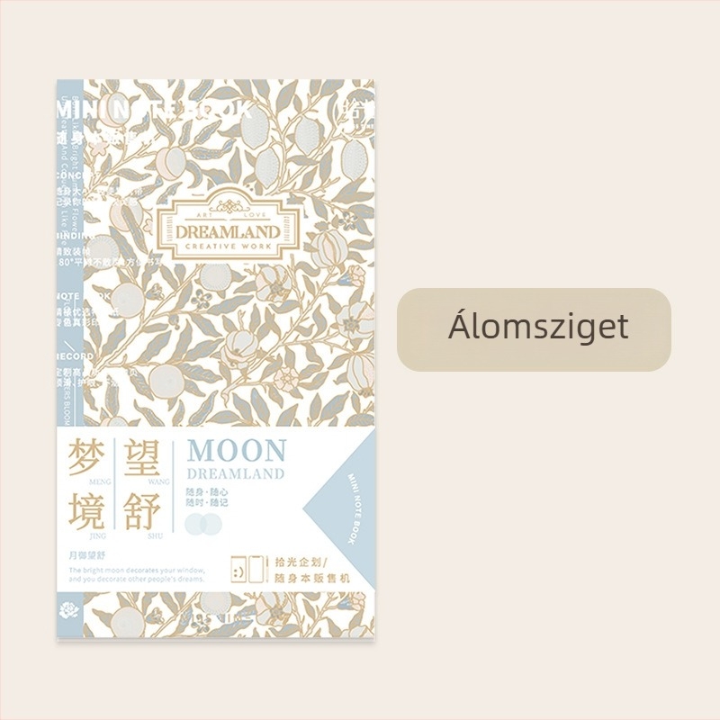 Notebook: notesz retro arany dombornyomással diákoknak, wireless kötés, borító: papír, Riyun papír, 100 g, 100–200 oldal, retro stílus, kreatív trendek.