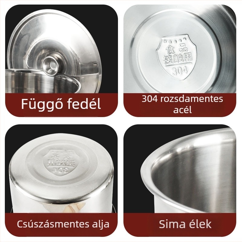 304 rozsdamentes acél ízesítő tartály fedővel, vastagított test, folyékony fűszerekhez