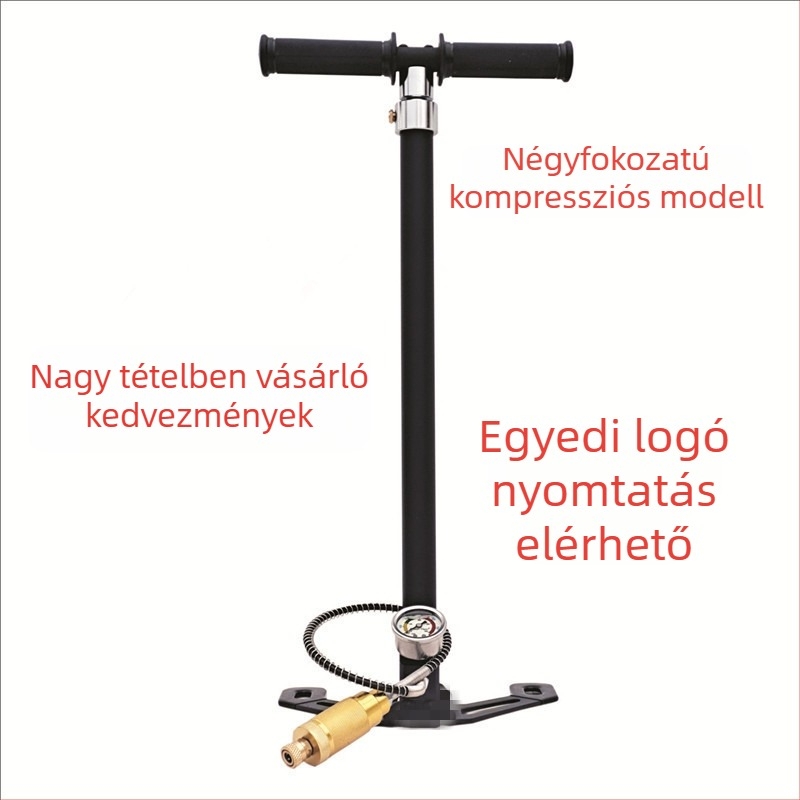 Cricket kézi magasnyomású pumpa, rozsdamentes acélból, 30–40 MPa / 4500 psi, három-négy fokozatú kialakítás, hossz ~600