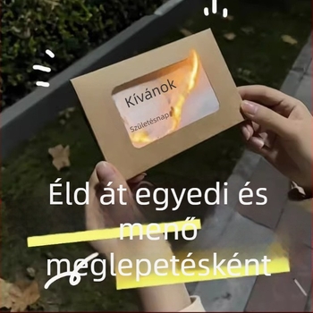 DIY kézzel készített születésnapi üdvözlőlap borítékkal, lángoló dizájnnal