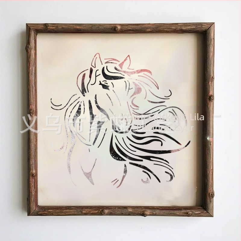 DIY festmény sablon galoppozó ló motívummal, PET anyag, fal grafitohoz