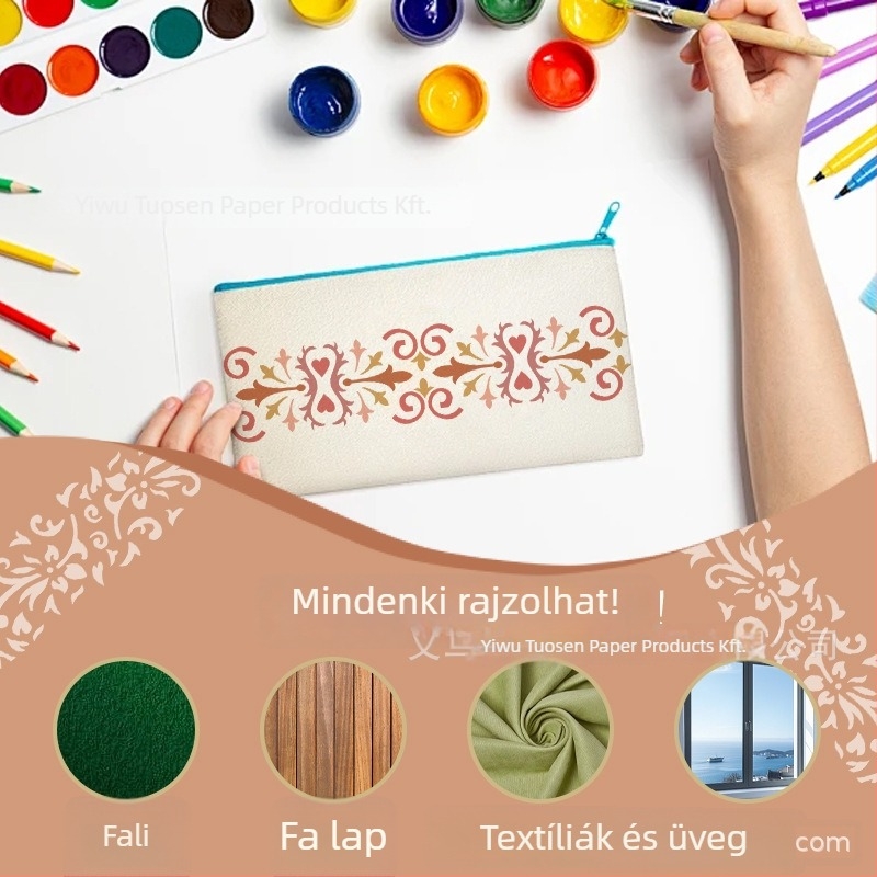 PET falikép sablon mandala geometriai virágmintával, DIY permetezéses festéshez és falburkolathoz