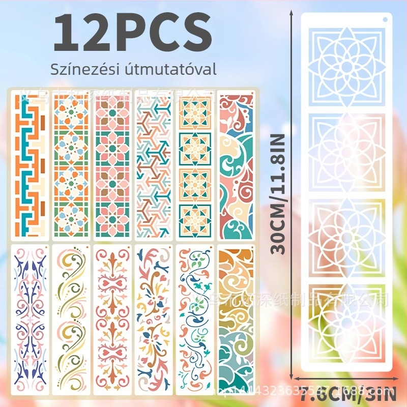PET falikép sablon mandala geometriai virágmintával, DIY permetezéses festéshez és falburkolathoz