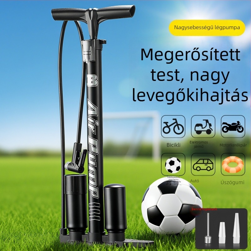 Kézi kerékpárpumpa manométerrel és univerzális csatlakozóval, Enjoy márka, vas test, max 160 psi