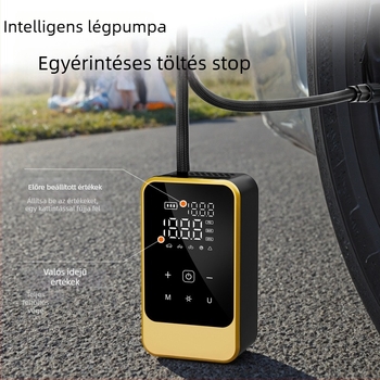 Vezeték nélküli autó guminyomás-szivattyú, hordozható elektromos pumpa, 12V, 30 L/min, digitális kijelző, USB töltés