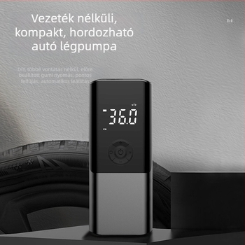 Hordozható autó légpumpa, mini kézi felfújó, 12V, 80W, 25 L/min, digitális kijelző