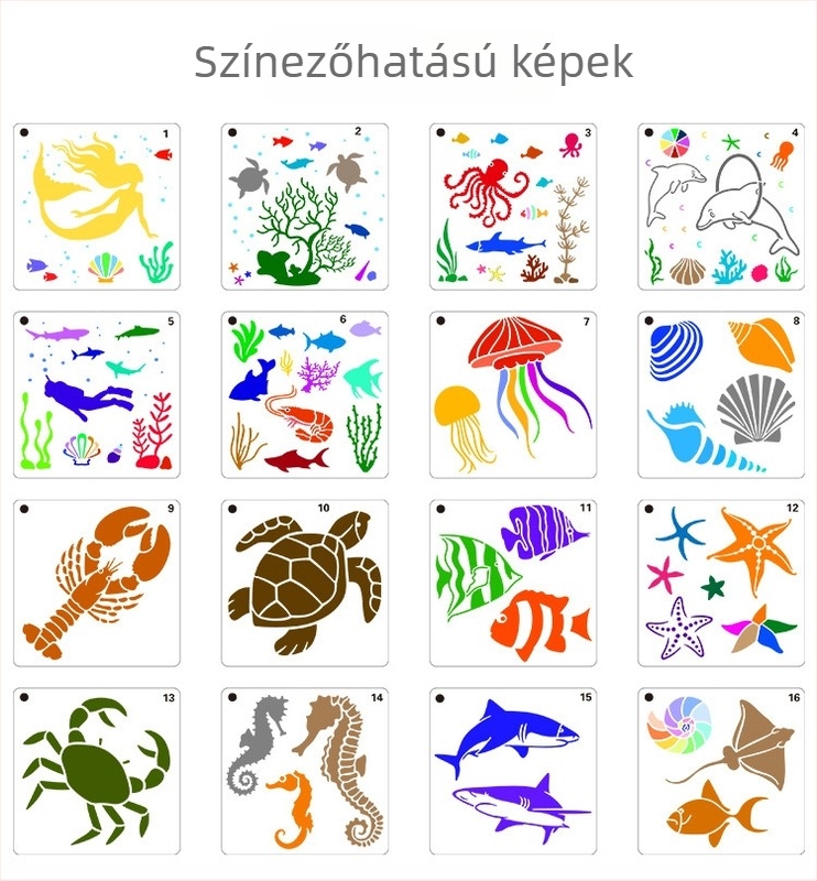 Tengeri életet ábrázoló festő sablon – PET műanyag üreges sablon, Goshen Painted, licencelt magáncímke: Igen; IP engedély: Nem