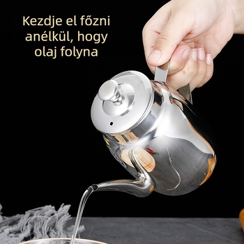 Konyhai rozsdamentes acél olajtartó üveg, nyomtatott logóval, modern minimalista design