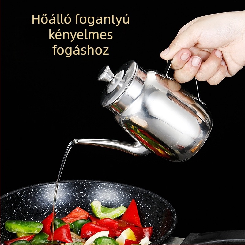 Konyhai rozsdamentes acél olajtartó üveg, nyomtatott logóval, modern minimalista design