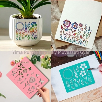 Gyerekek DIY grafitizéséhez virág- és fű sablon a rajztáblához — PET anyag, Yiwu Purple Butterfly