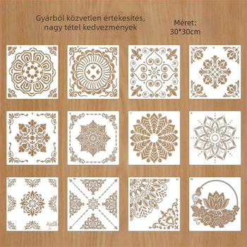 Mandala sablon falikép és graffiti-hoz | PET anyag | Goshen Painting | Modell Mandala30*30