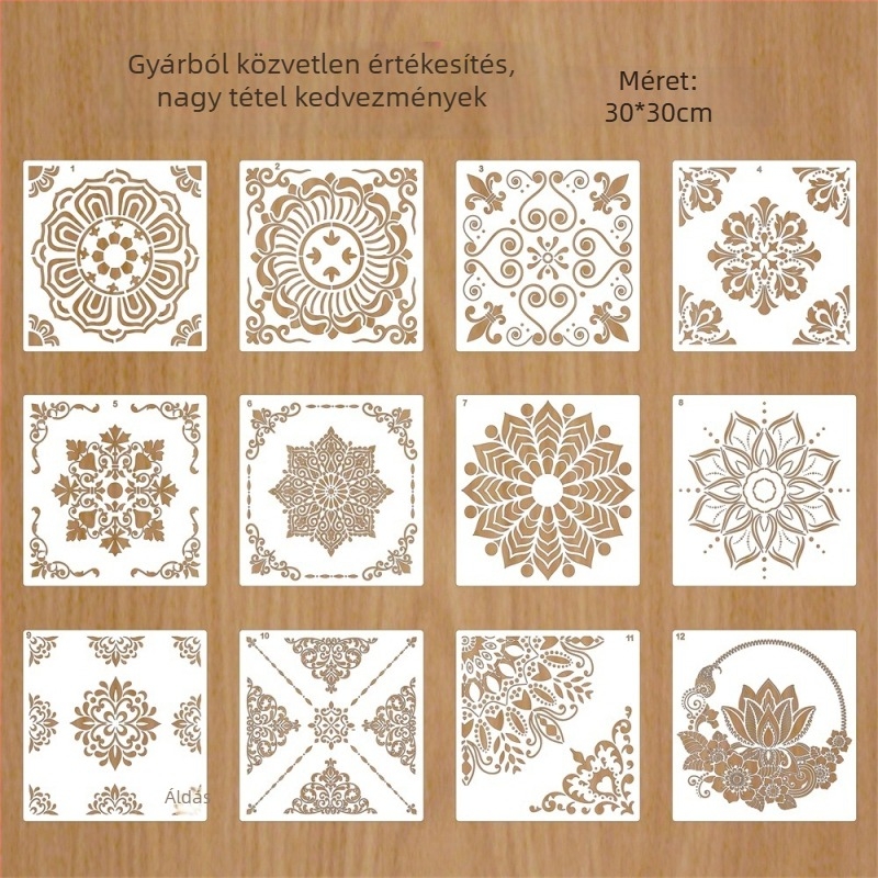 Mandala sablon falikép és graffiti-hoz | PET anyag | Goshen Painting | Modell Mandala30*30