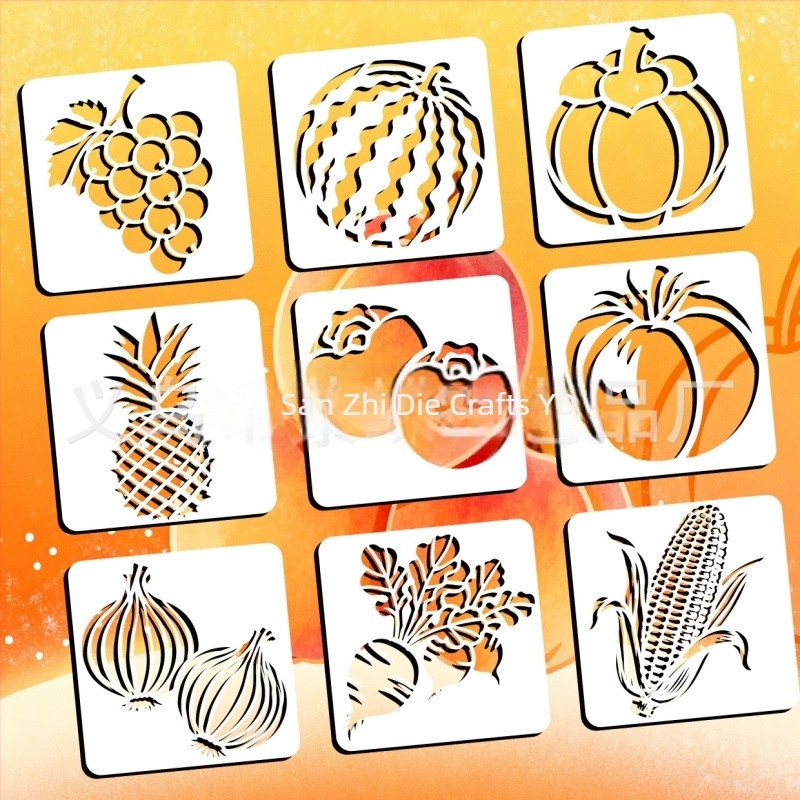 Gyerekeknek DIY kivágásos rajz sablon gyümölcsmintákkal (dinnye és alma) — Anyag PET; Márka Yiwu Purple Butterfly; Import: Nem; Szerzői jogok: Nincs engedélyezve