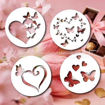 DIY nyomkövető sablon üreges spray-festéshez pillangó-szívet mintával, PET anyag, modell SJX-193, gyártó Yiwu City Purple Butterfly Crafts Factory, határokon átívelő exportáló szállító