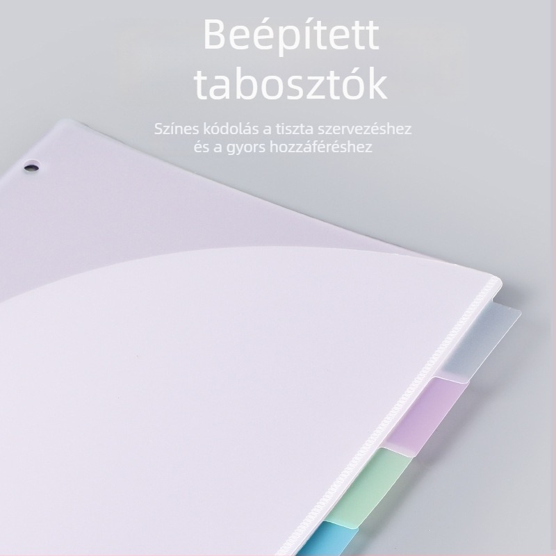 Többoldalas mappa 3 lyukkal, 6 oldalakkal, vízálló PP-anyag, dupla zseb.