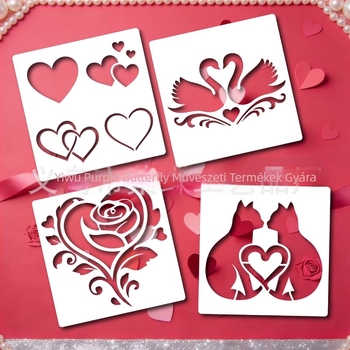 PET anyagú üreges sablon Valentin-napra — DIY nyomkövetésre és festésre, modell SJX-183