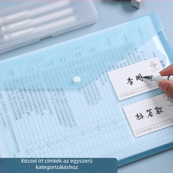 Dokumentumtartó mappa kapcsos záródással, átlátszó PP anyagból, nagy kapacitású