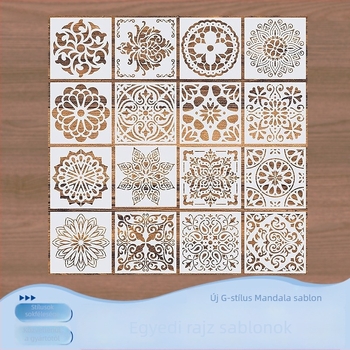 Mandala virágok kivágott sablon DIY spray-festéshez – PET forma, márka Piyou, nem importált, IP engedély nélkül
