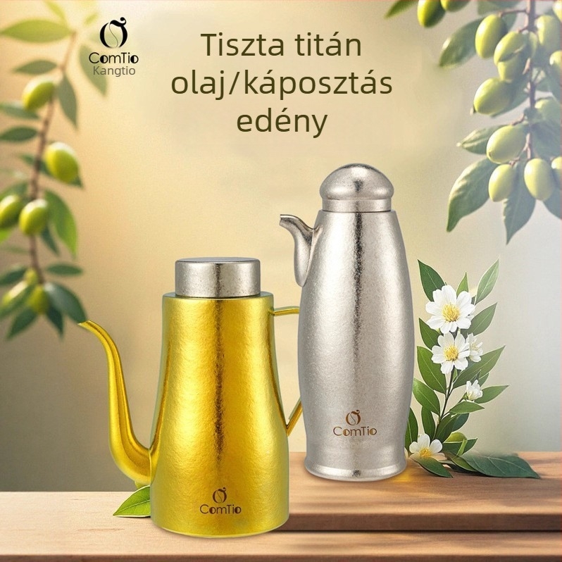 Titán olaj- és ecetkanna, modern minimális dizájn, öntési funkció, kompatibilis a saját olajecsetével