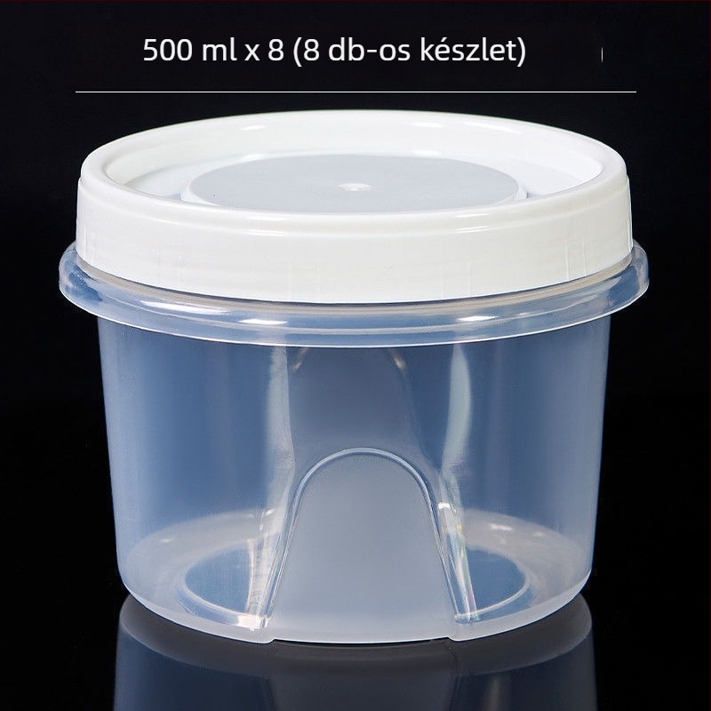 Kerek, légmentesen záró ételtároló fedéllel, hűtőbe, 501–800 ml kapacitással