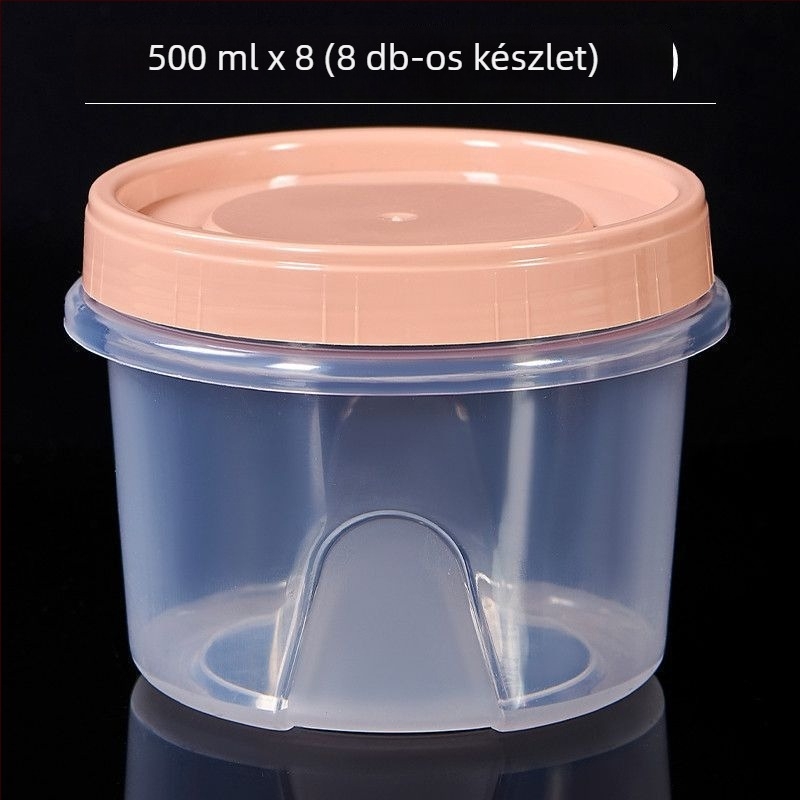 Kerek, légmentesen záró ételtároló fedéllel, hűtőbe, 501–800 ml kapacitással