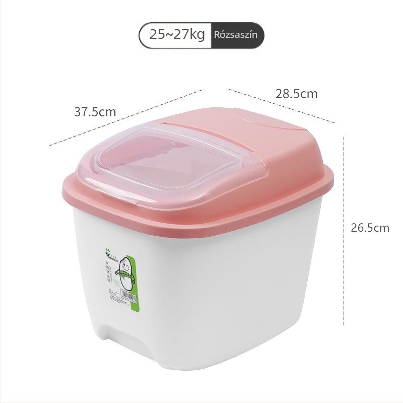 Rizstároló doboz zárható fedéllel, nedvességálló és kártevő-mentes, PP műanyagból, kapacitás több mint 10 L