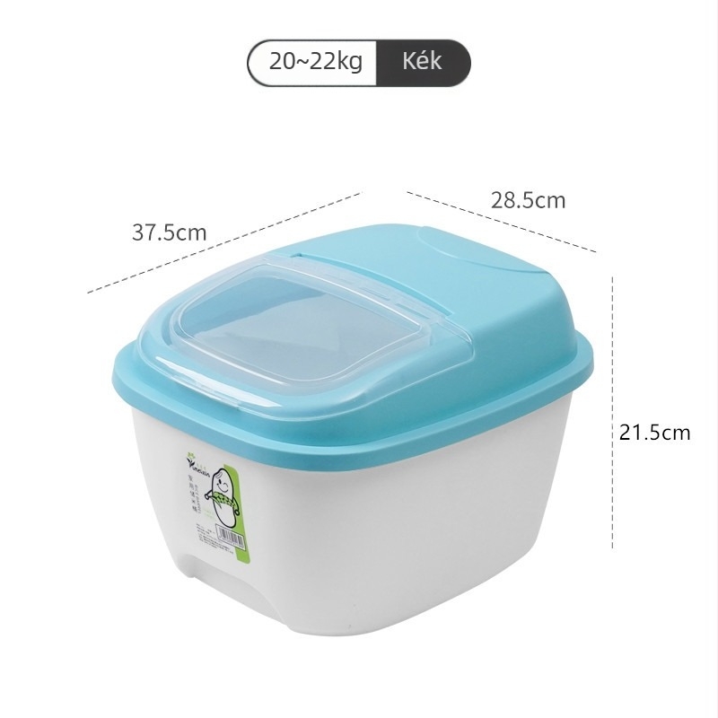 Rizstároló doboz zárható fedéllel, nedvességálló és kártevő-mentes, PP műanyagból, kapacitás több mint 10 L