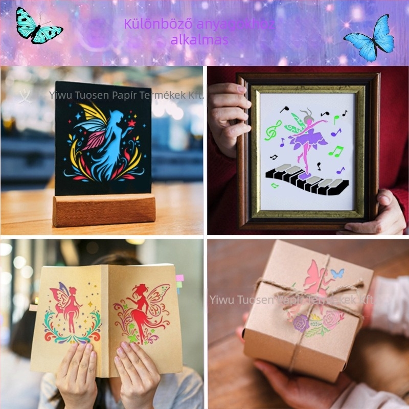 DIY fali művészeti sablon – Elf/tündér dizájn, PET anyag, Deepen márka