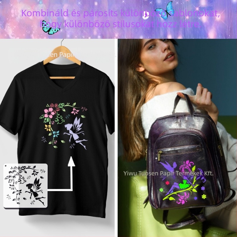 DIY fali művészeti sablon – Elf/tündér dizájn, PET anyag, Deepen márka