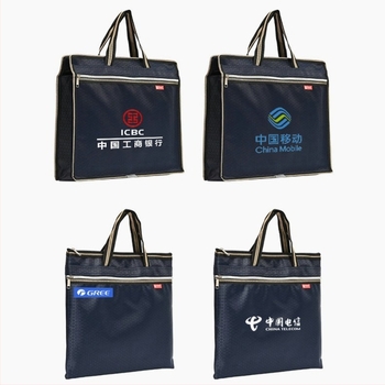 Oxford anyagból készült kézben hordható laptop-dokumentum táska, cipzáras, háromdimenziós kialakítás