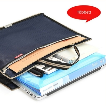 Oxford anyagból készült kézben hordható laptop-dokumentum táska, cipzáras, háromdimenziós kialakítás