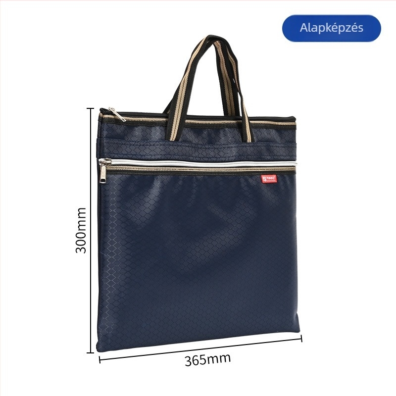 Oxford anyagból készült kézben hordható laptop-dokumentum táska, cipzáras, háromdimenziós kialakítás