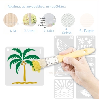 Deepen PET festő sablon – tengerparti téma, tengeri csillag és szörf motívummal; IP licenc nélküli; nem importált