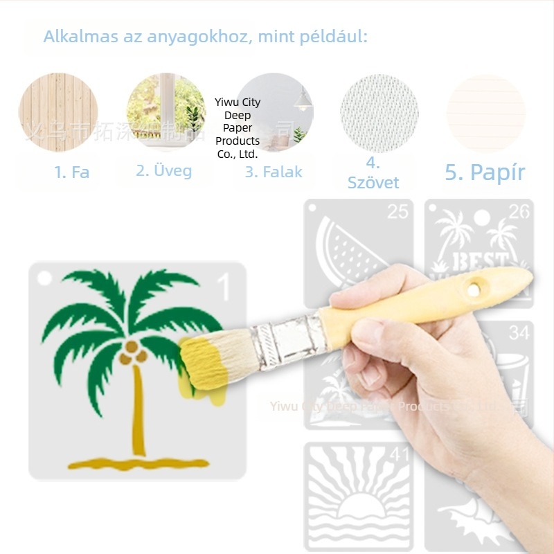 Deepen PET festő sablon – tengerparti téma, tengeri csillag és szörf motívummal; IP licenc nélküli; nem importált