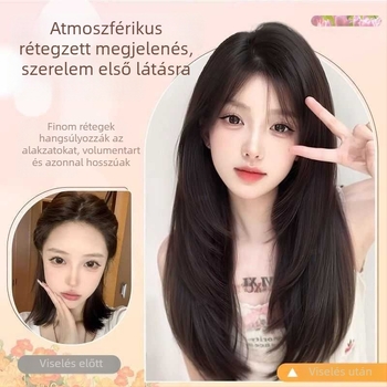 Női paruka, természetes volumen, szabad part, frufru: egyenes vagy ferde, modell M633, hőálló szálakból