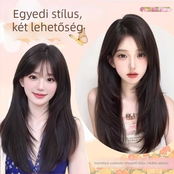 Női paruka, természetes volumen, szabad part, frufru: egyenes vagy ferde, modell M633, hőálló szálakból