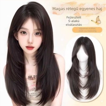 Női paruka, természetes volumen, szabad part, frufru: egyenes vagy ferde, modell M633, hőálló szálakból