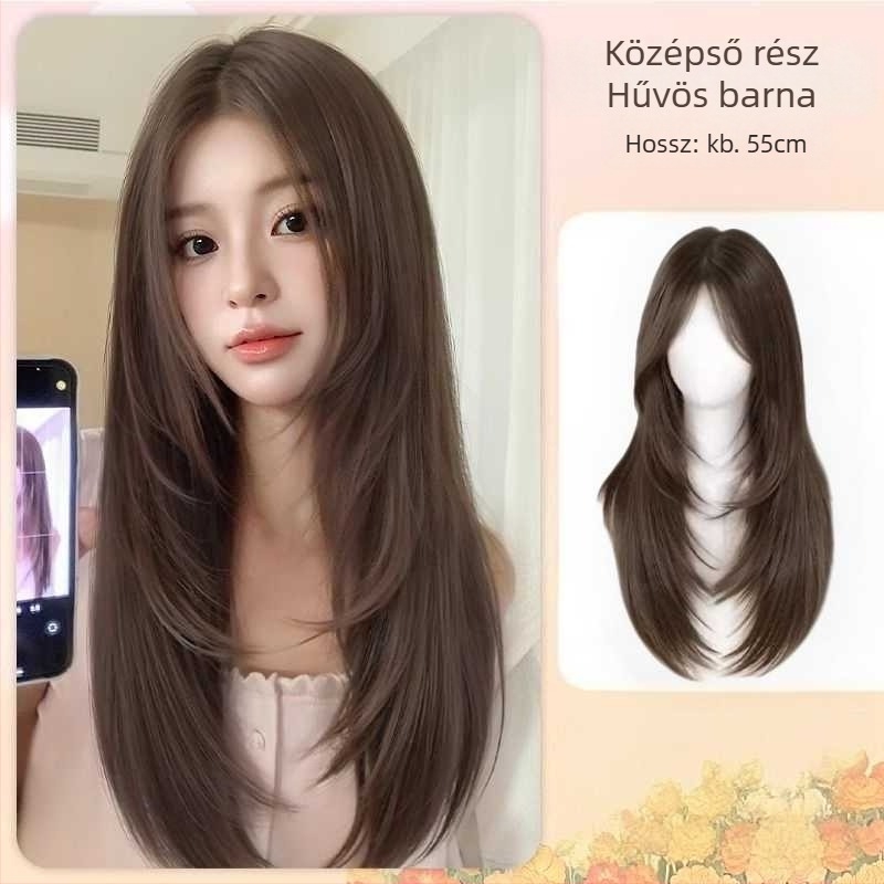 Női paruka, természetes volumen, szabad part, frufru: egyenes vagy ferde, modell M633, hőálló szálakból