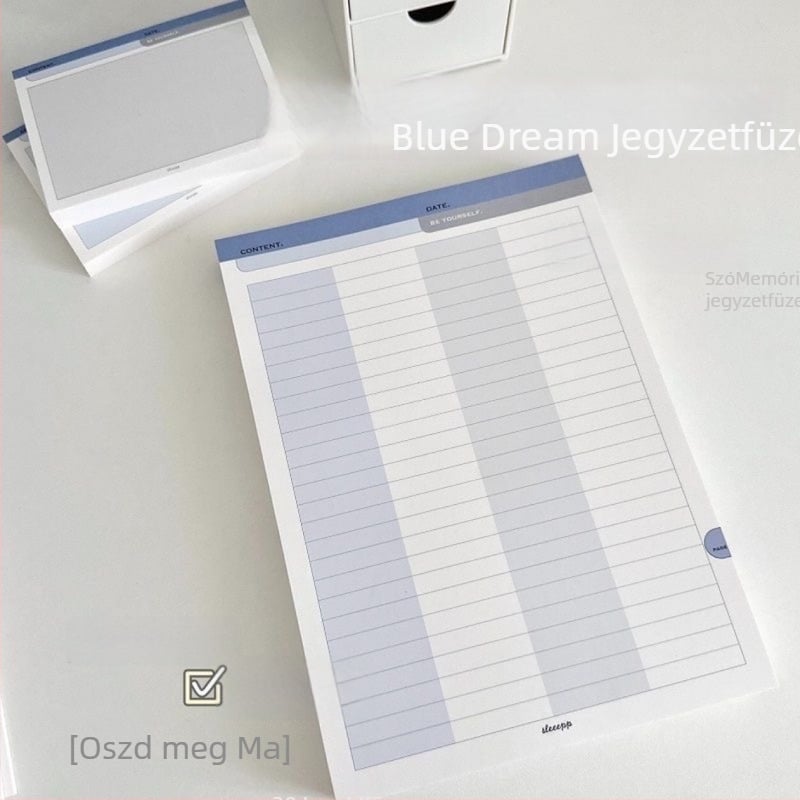 Blue Dream B5 Téphető jegyzetfüzet diákoknak — Szókincs memória, Egyszerű egyszínű dizájn (Nem ragasztható; Forma: Rajzfilm; IP licenc: Nincs)