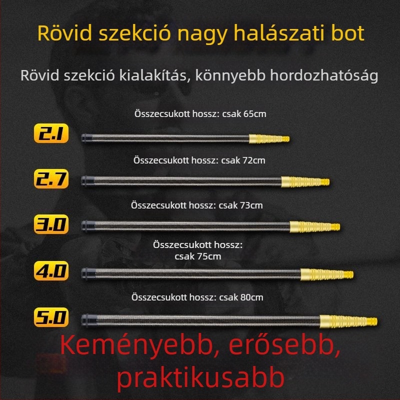 Teleszkópos szén merítőnyél, ultra könnyű, hordozható