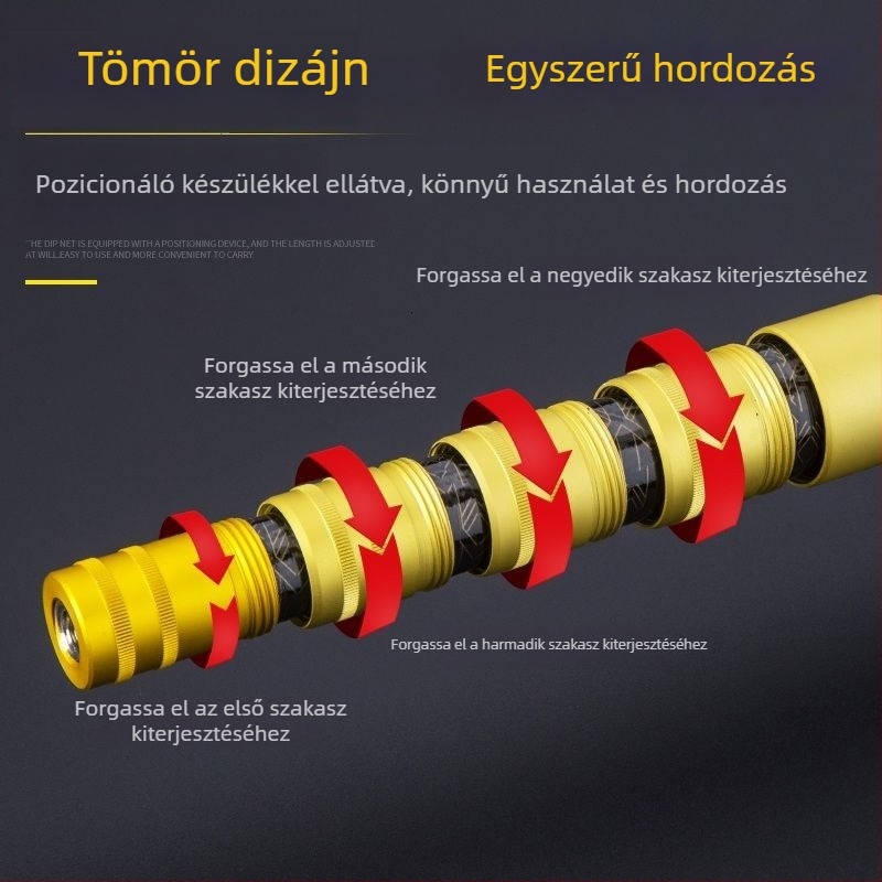 Teleszkópos szén merítőnyél, ultra könnyű, hordozható