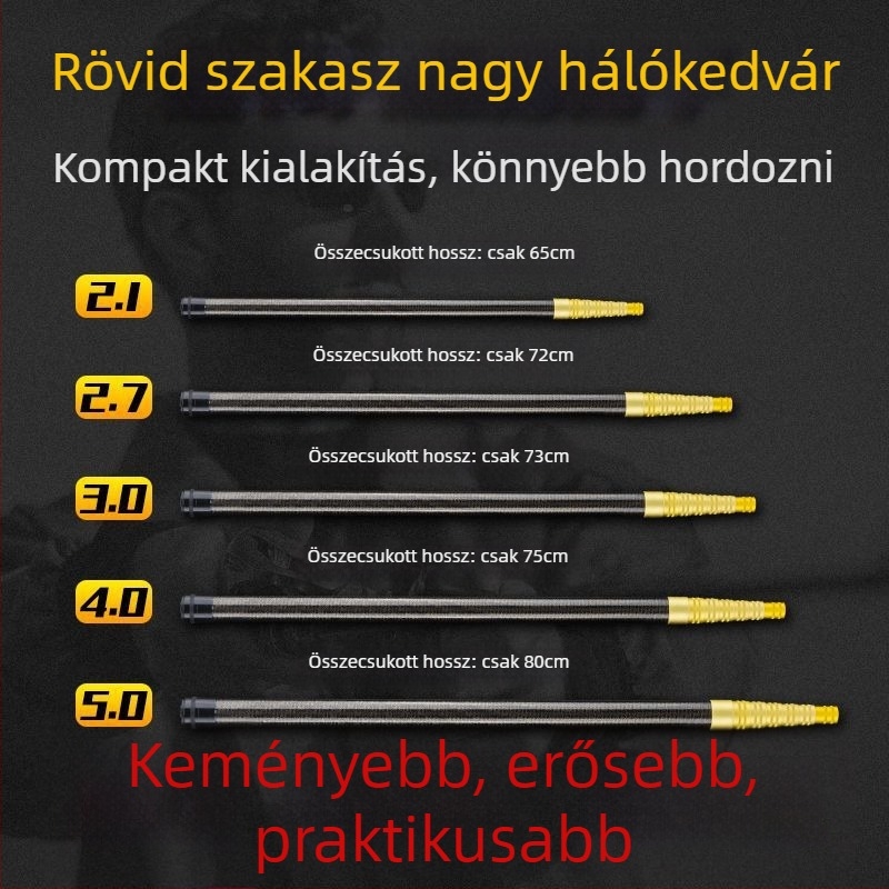 Teleszkópos szén merítőnyél, ultra könnyű, hordozható